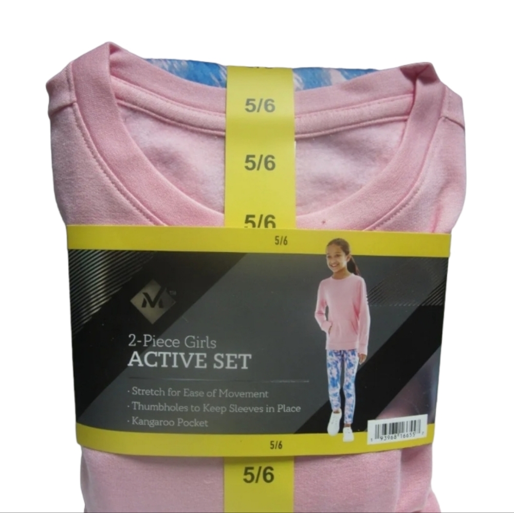 Member's Mark Girls Stretch Crew Neck Relaxed Fit 2 Piece Active Set, Size 5/6